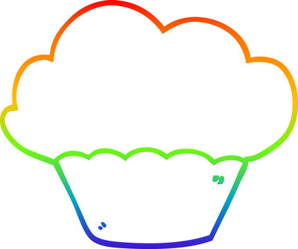 recommend clip art: rainbow gradient line drawing cartoon cupcake