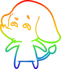 rainbow gradient line drawing cartoon elephant remembering