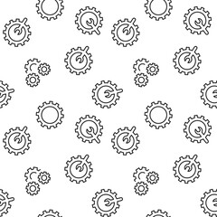 Monochrome vector seamless pattern of wrench, gear, cogwheel as symbols of engineering for web sites and polygraphy