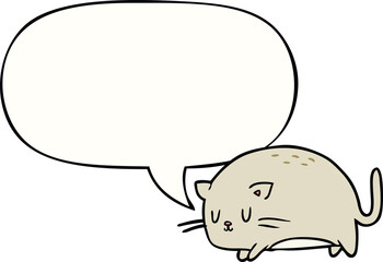 cute fat cartoon cat and speech bubble