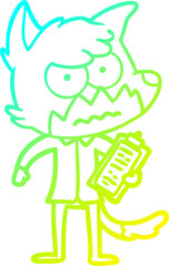 cold gradient line drawing cartoon annoyed fox