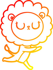 warm gradient line drawing cartoon running lion