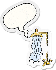 cartoon shower and speech bubble distressed sticker