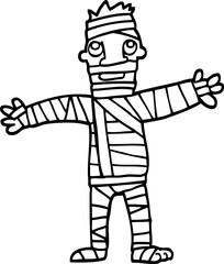 black and white cartoon man in bandages