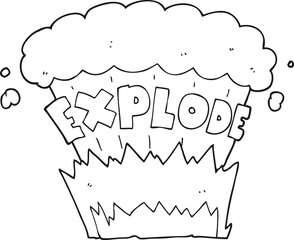 black and white cartoon explosion