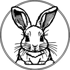 Vector Illustration of Cute Bunny in Circle - Easter Stock Art and More!