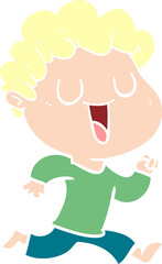 laughing flat color style cartoon man