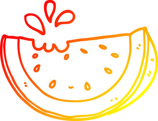 warm gradient line drawing cartoon watermelon