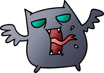 gradient cartoon of cute scary kawaii bat