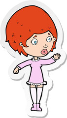 sticker of a cartoon pretty woman