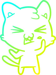 cold gradient line drawing cartoon cat