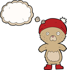 cartoon cute teddy bear with thought bubble