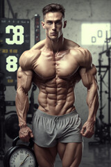 Fototapeta na wymiar Portrait of a muscular sportsman. Generative AI