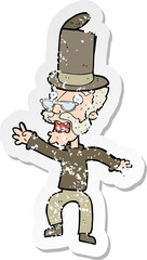 retro distressed sticker of a cartoon old man in top hat