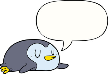 cartoon penguin and speech bubble