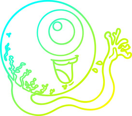 cold gradient line drawing cartoon eyeball laughing