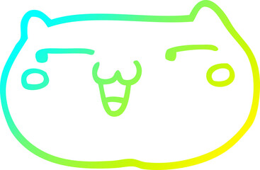 cold gradient line drawing cartoon cat face