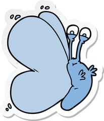 sticker of a funny cartoon butterfly