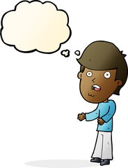 cartoon shocked man with thought bubble