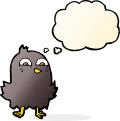 funny cartoon bird with thought bubble