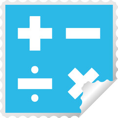 Fototapeta premium square peeling sticker cartoon math symbols