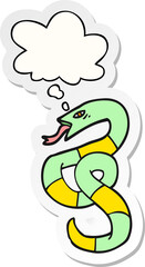 cartoon snake and thought bubble as a printed sticker