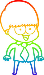 rainbow gradient line drawing happy cartoon boy