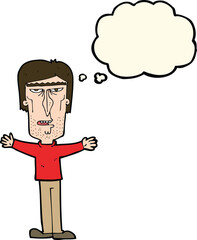 cartoon angry man with thought bubble