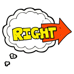thought bubble cartoon right symbol pointing