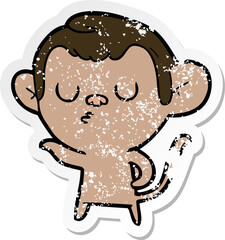 distressed sticker of a cartoon monkey