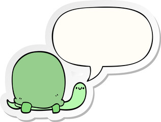 cute cartoon tortoise and speech bubble sticker