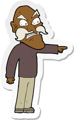 sticker of a cartoon furious old man