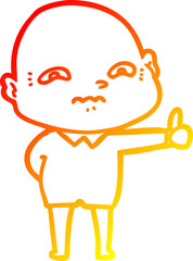 warm gradient line drawing cartoon nervous man