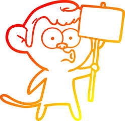 warm gradient line drawing cartoon hooting monkey