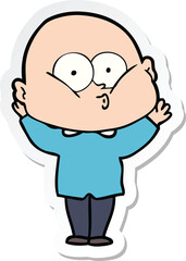 sticker of a cartoon bald man staring