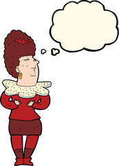 cartoon aristocratic woman with thought bubble