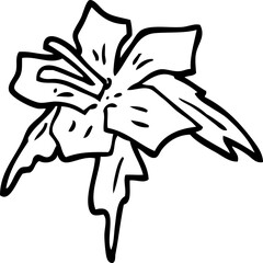 line drawing cartoon exotic flower