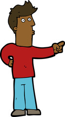 cartoon curious man pointing