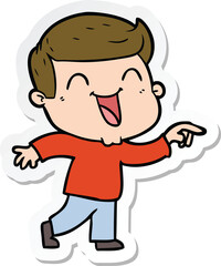 sticker of a cartoon man laughing