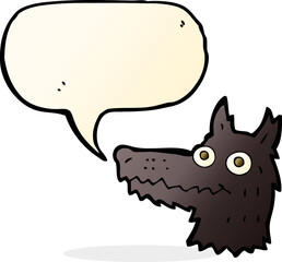 cartoon wolf head with speech bubble