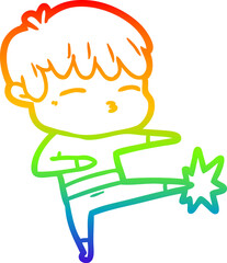 rainbow gradient line drawing cartoon curious boy