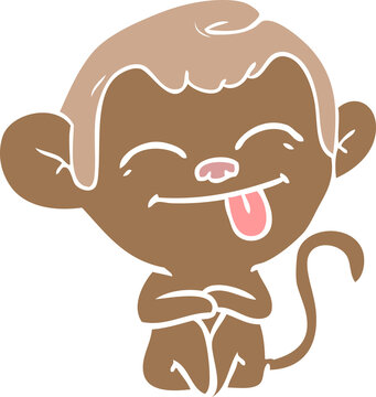 Funny Flat Color Style Cartoon Monkey