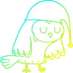 cold gradient line drawing cartoon owl sleeping