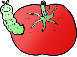 cartoon tomato with bug