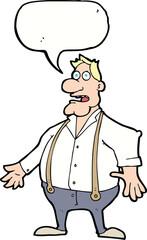 cartoon shocked man with speech bubble