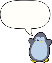 cartoon penguin and speech bubble