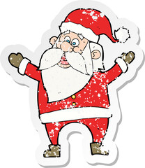 Obraz premium retro distressed sticker of a cartoon santa claus