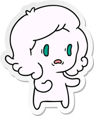 sticker cartoon of kawaii scary ghost