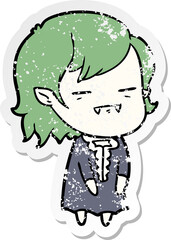 distressed sticker of a cartoon undead vampire girl