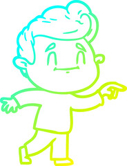 cold gradient line drawing happy cartoon man